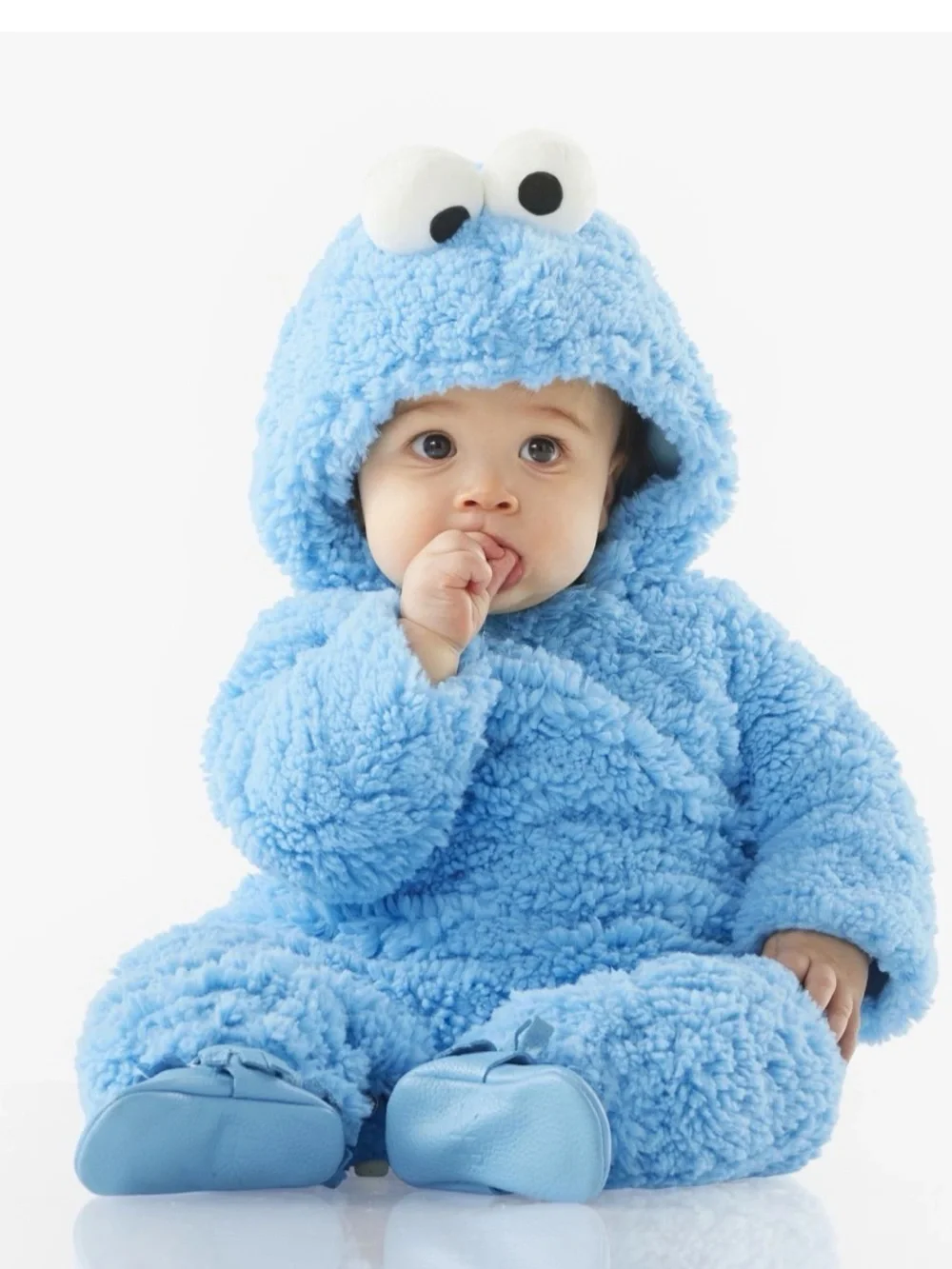 Pottery Barn Kids Blue Plush Cookie Monster Costume One-Piece - Picture 4 of 4